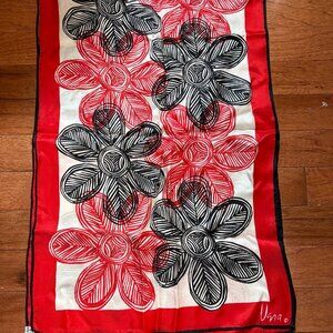 Vintage Vera Japan-Made Silk & Rayon Floral Scarf 15"x44"